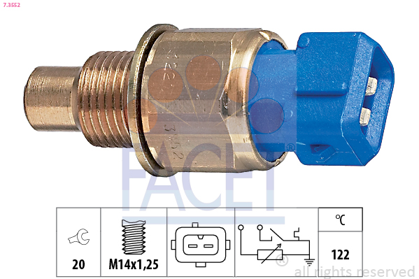 Sensore, temperatura refrigerante FACET 7.3552