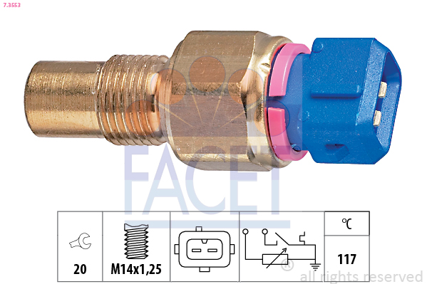 Sensore, temperatura refrigerante FACET 7.3553