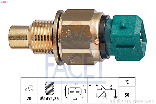 Sensore, temperatura refrigerante FACET 7.3554