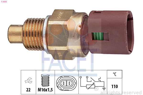 Sensore, temperatura refrigerante FACET 7.3555