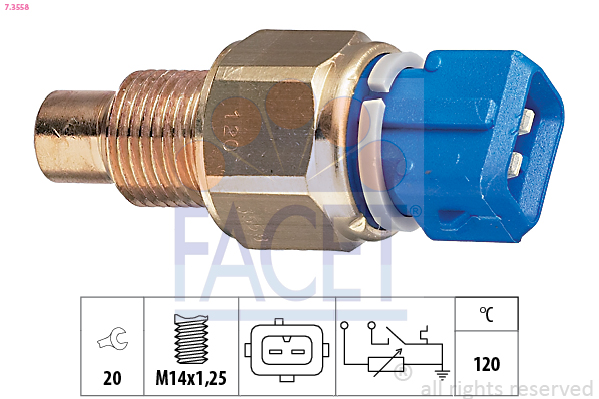 Sensore, temperatura refrigerante FACET 7.3558