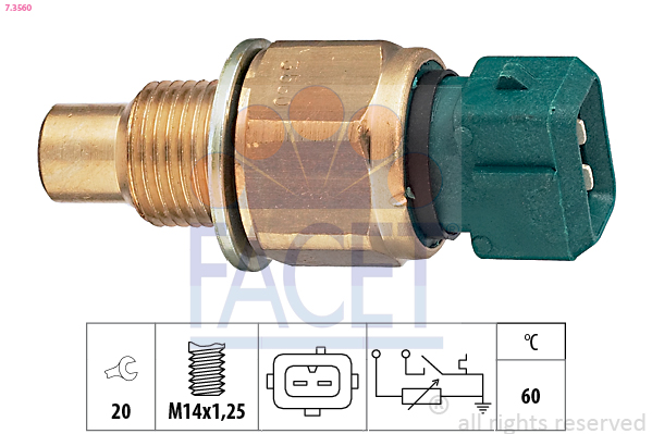 Sensore, temperatura refrigerante FACET 7.3560