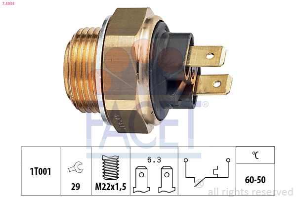 Termocontatto, ventola radiatore FACET 7.5034