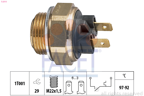 Termocontatto, ventola radiatore FACET 7.5111