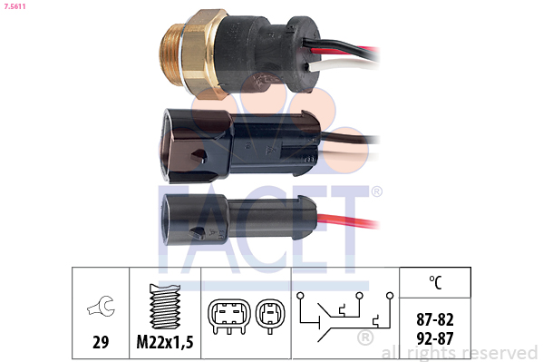 Termocontatto, ventola radiatore FACET 7.5611