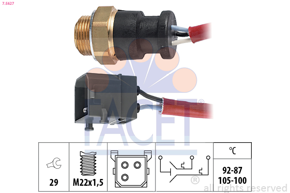 Termocontatto, ventola radiatore FACET 7.5627