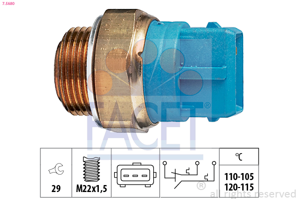 Termocontatto, ventola radiatore FACET 7.5680