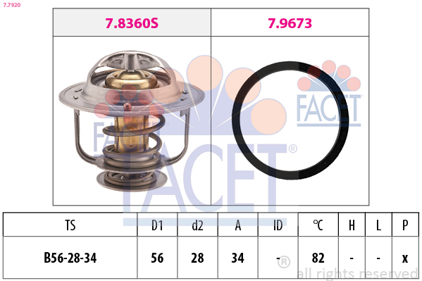 Termostato, refrigerante FACET 7.7920
