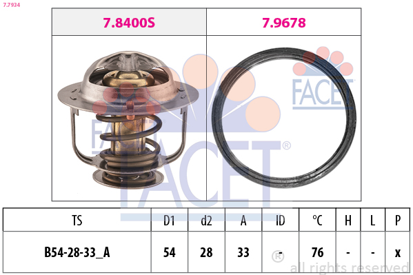 Termostato, refrigerante FACET 7.7934
