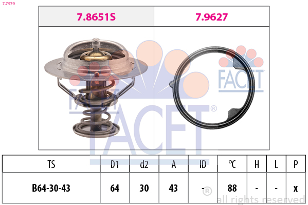 Termostato, refrigerante FACET 7.7979