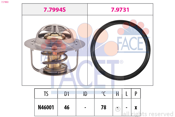Termostato, refrigerante FACET 7.7993