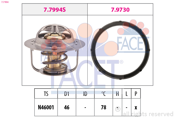 Termostato, refrigerante FACET 7.7994