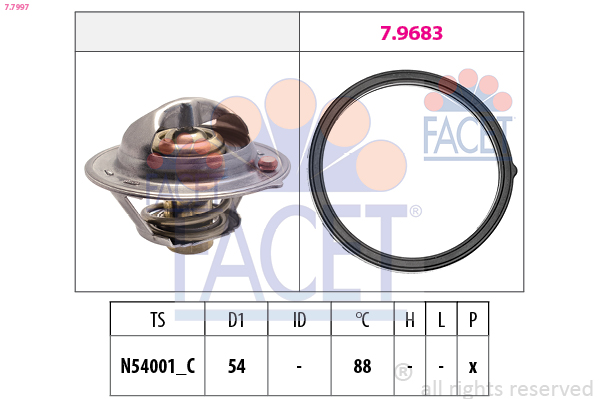 Termostato, refrigerante FACET 7.7997