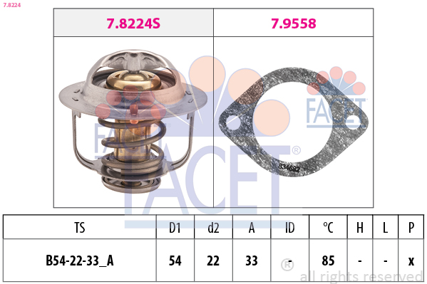 Termostato, refrigerante FACET 7.8224