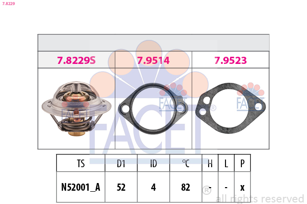 Termostato, refrigerante FACET 7.8229
