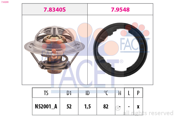 Termostato, refrigerante FACET 7.8230