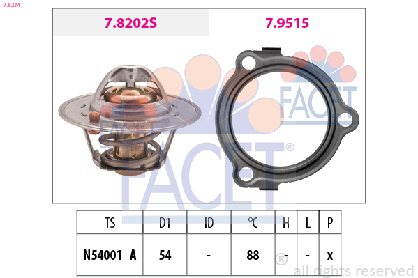 Termostato, refrigerante FACET 7.8234