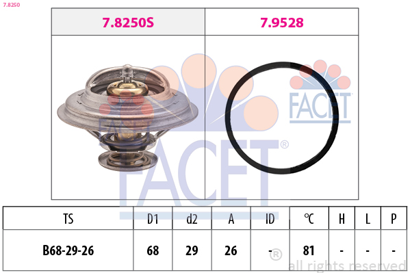 Termostato, refrigerante FACET 7.8250
