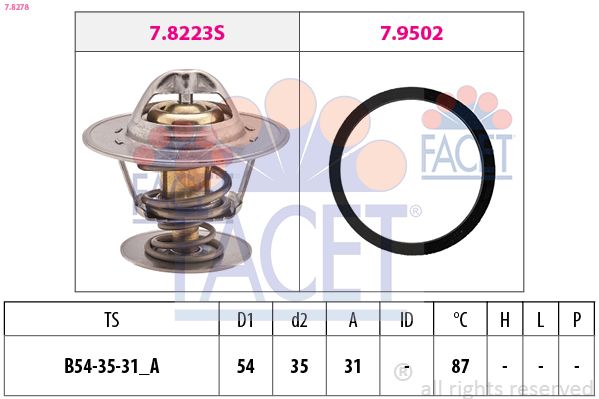 Termostato, refrigerante FACET 7.8278