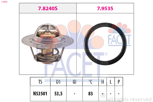 Termostato, refrigerante FACET 7.8293