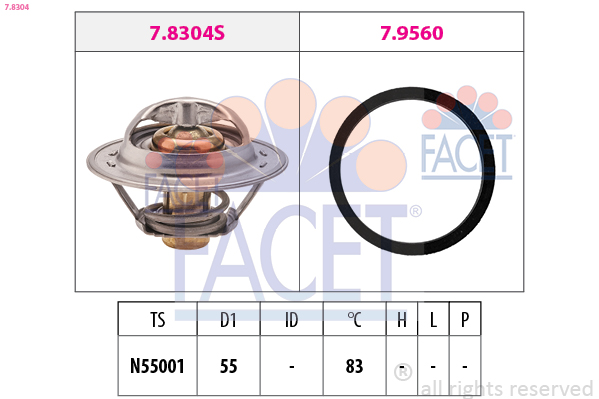 Termostato, refrigerante FACET 7.8304