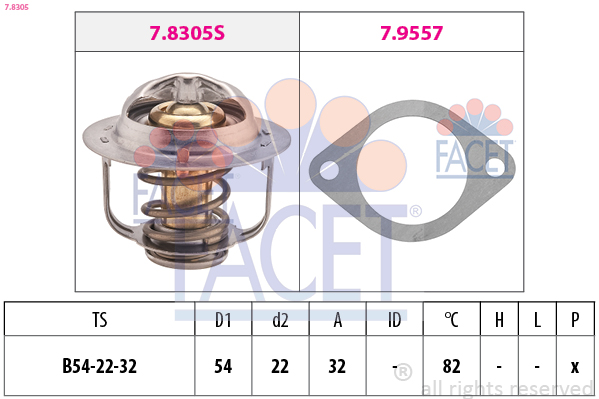 Termostato, refrigerante FACET 7.8305