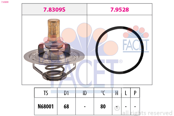 Termostato, refrigerante FACET 7.8309