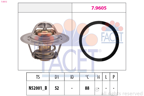 Termostato, refrigerante FACET 7.8312