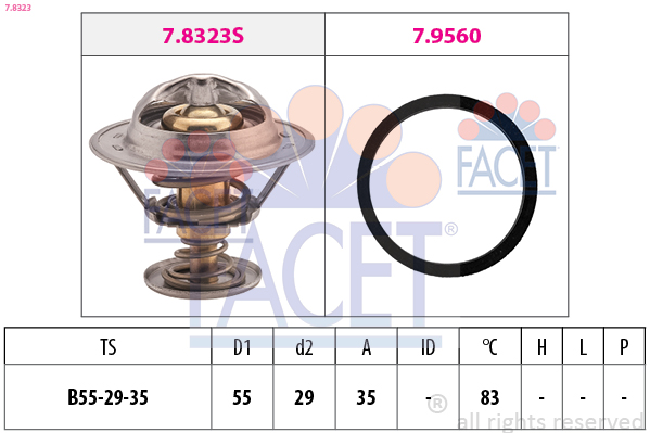 Termostato, refrigerante FACET 7.8323