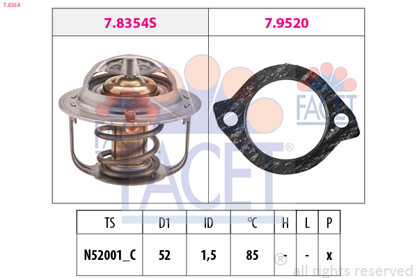 Termostato, refrigerante FACET 7.8354
