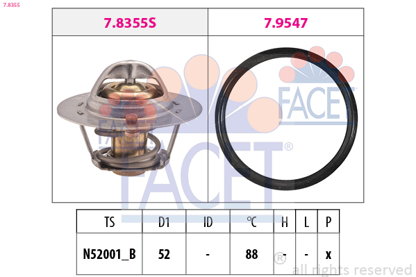 Termostato, refrigerante FACET 7.8355