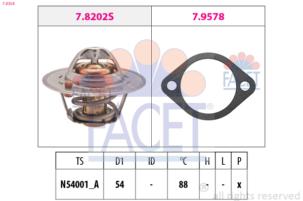 Termostato, refrigerante FACET 7.8358