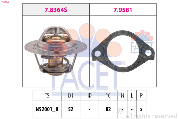 Termostato, refrigerante FACET 7.8364