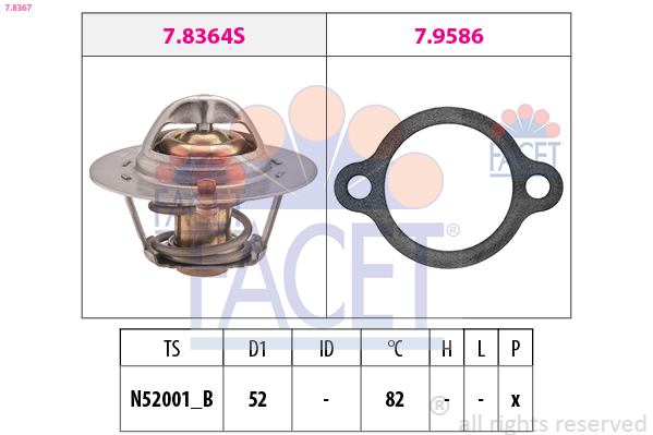 Termostato, refrigerante FACET 7.8367