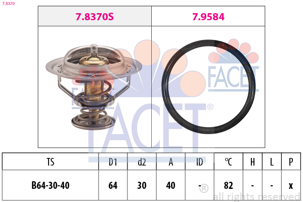 Termostato, refrigerante FACET 7.8370