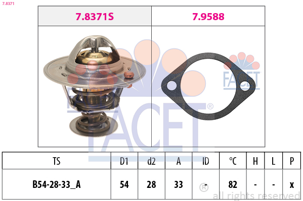 Termostato, refrigerante FACET 7.8371