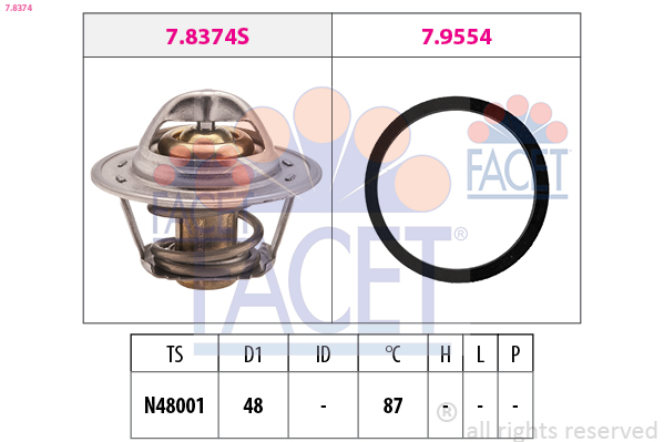 Termostato, refrigerante FACET 7.8374