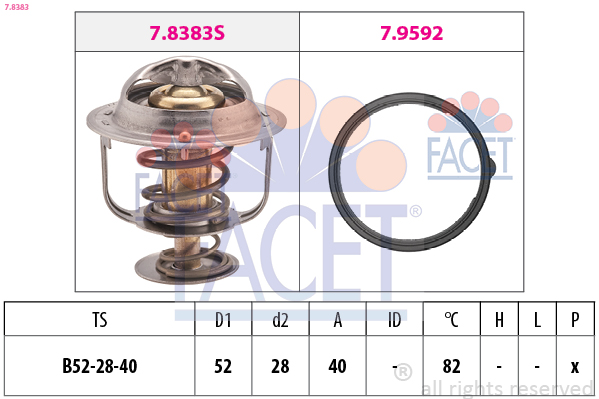 Termostato, refrigerante FACET 7.8383