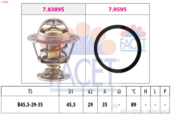 Termostato, refrigerante FACET 7.8389