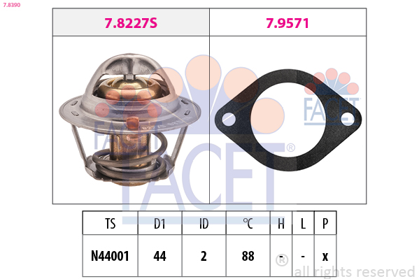 Termostato, refrigerante FACET 7.8390