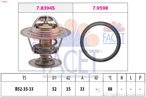 Termostato, refrigerante FACET 7.8394