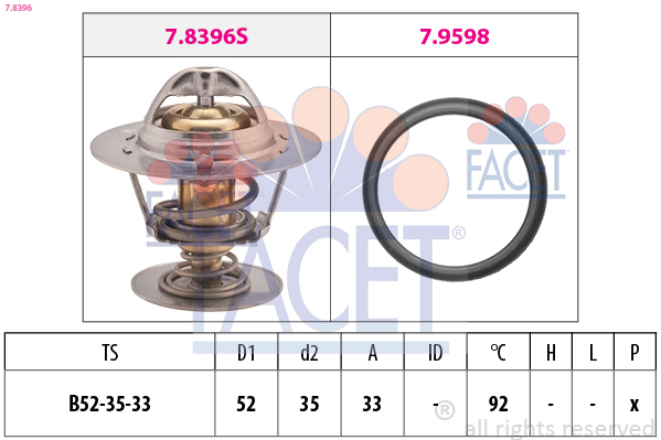 Termostato, refrigerante FACET 7.8396