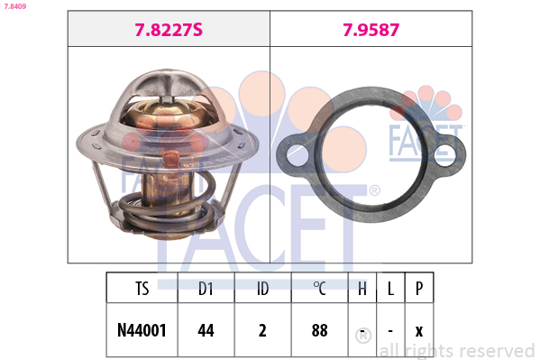 Termostato, refrigerante FACET 7.8409