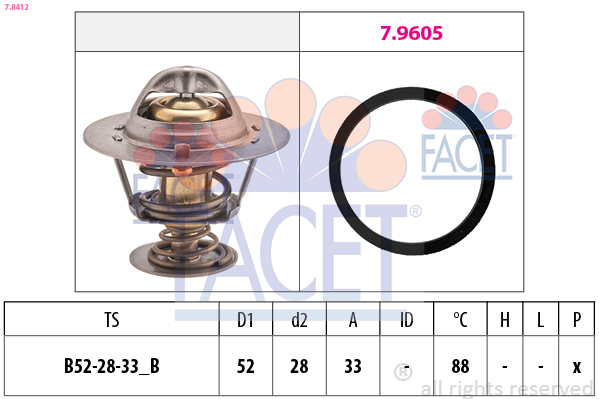 Termostato, refrigerante FACET 7.8412