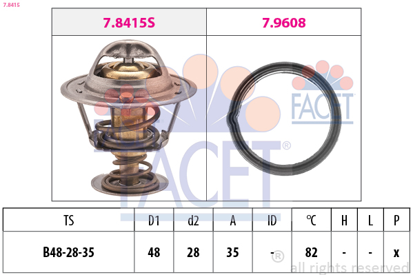 Termostato, refrigerante FACET 7.8415