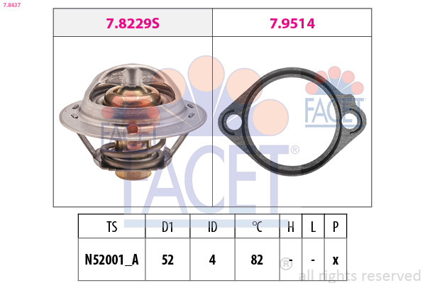 Termostato, refrigerante FACET 7.8437