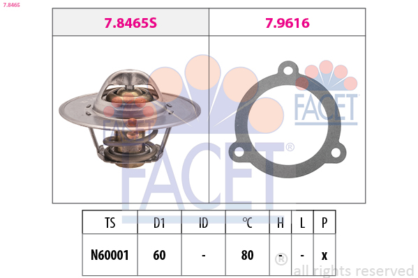 Termostato, refrigerante FACET 7.8465