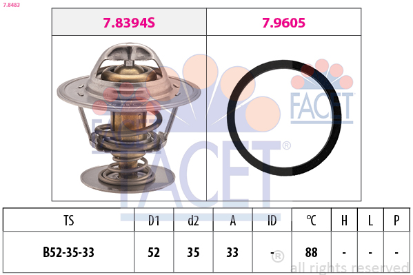Termostato, refrigerante FACET 7.8483