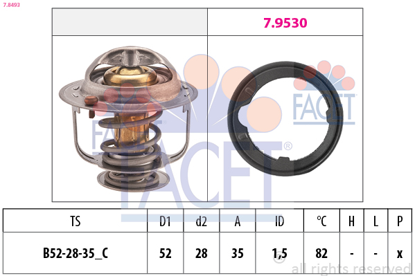 Termostato, refrigerante FACET 7.8493