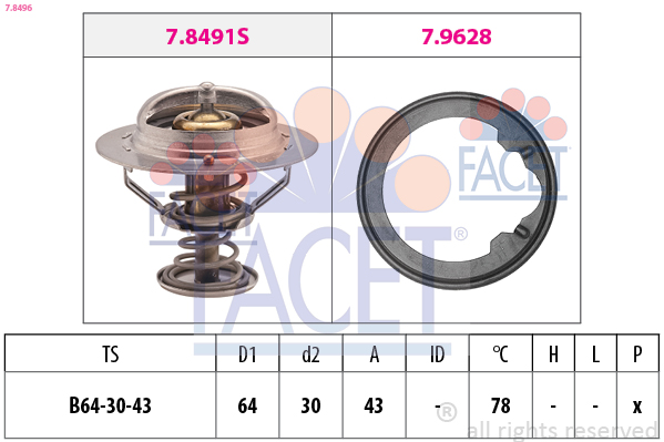 Termostato, refrigerante FACET 7.8496